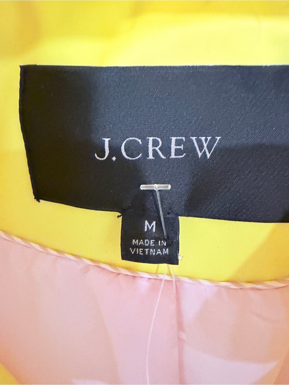 J. Crew Bright Yellow Rubberized Rain Jacket with Soft Pink Lining - Picture 3 of 10